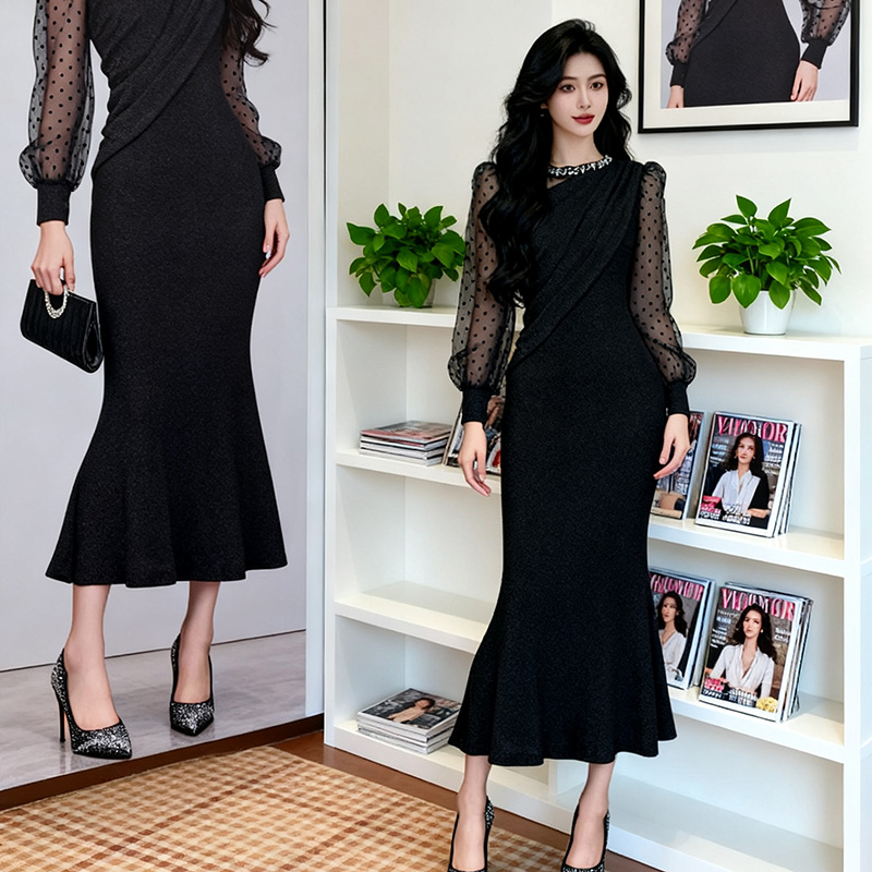 黑色裙子秋冬巨好看的轻奢小众不撞款气质显瘦收腰包臀裙2025新款
