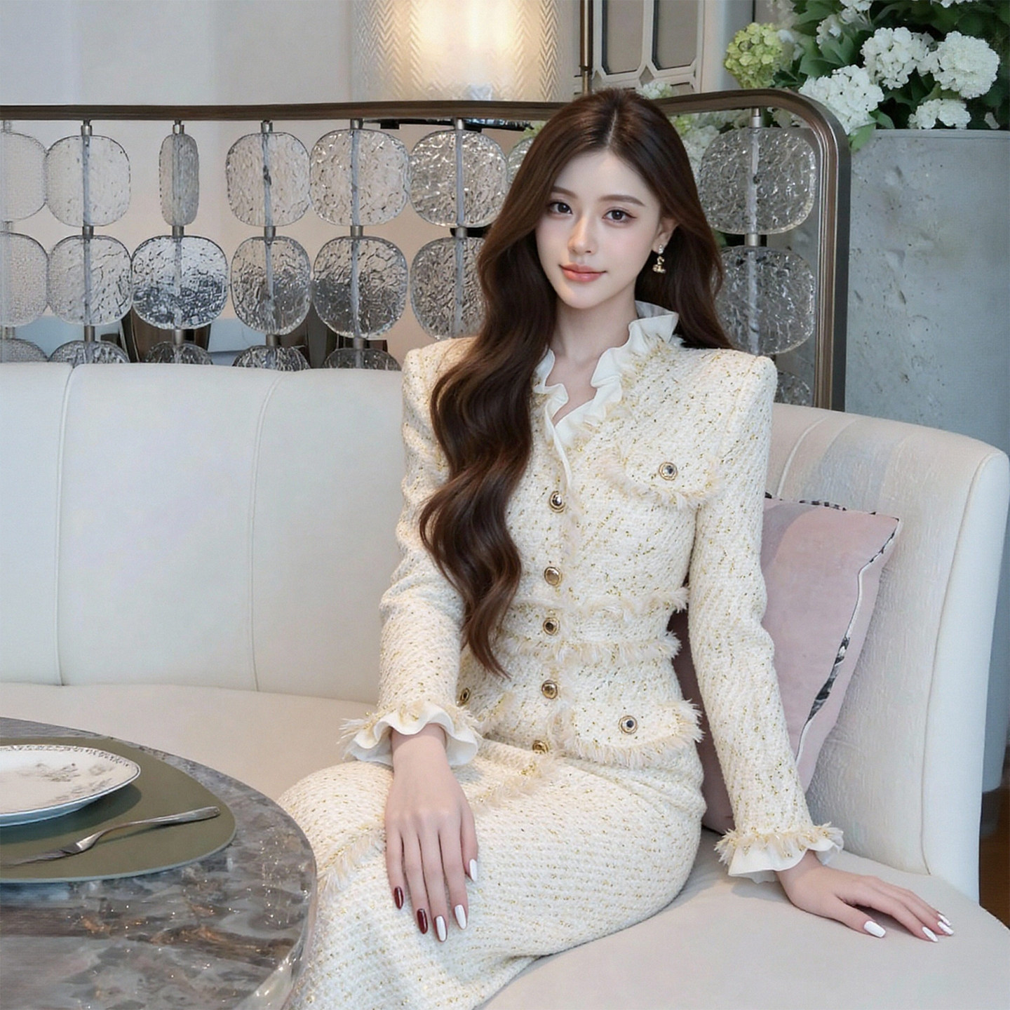 小香风粗花呢连衣裙女冬季2026新款气质法式修身气场强大轻奢裙子,女装/女士精品,连衣裙,淘宝优惠券,粉丝福利购,淘宝优惠卷