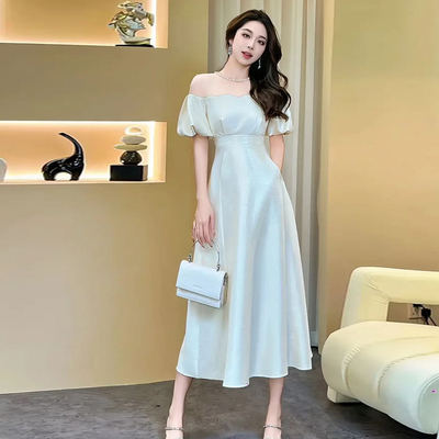 长款高端优雅收腰遮肚显瘦a字裙