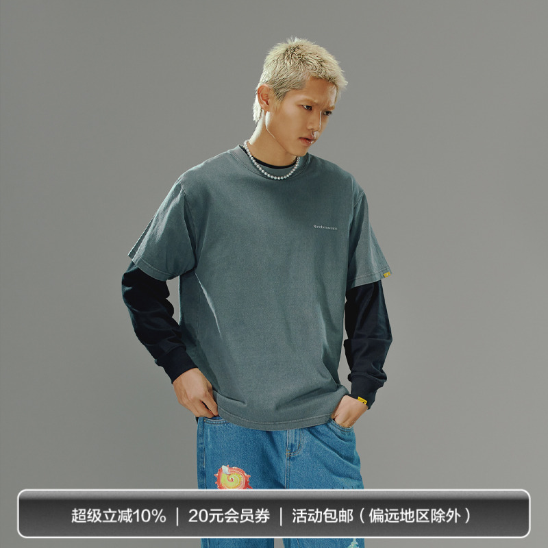 Randomevent洗水仿旧圆领T恤