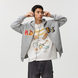 25年毛巾绣拼贴拉链连帽卫衣男女同款 新品 春季 Randomevent