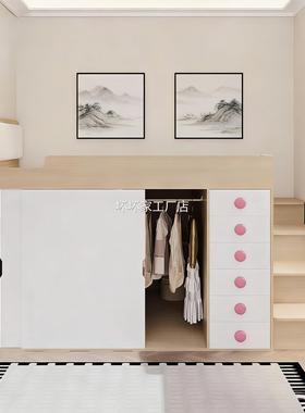 香港包邮包安装半高床可定制实木儿童房榻榻米上床下柜一体高箱收