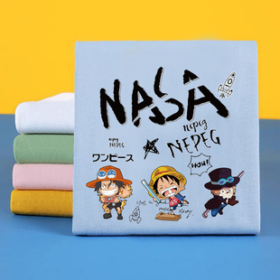nasat恤女2026新款海贼王情侣装夏季小众设计感ins蓝色短袖男上衣