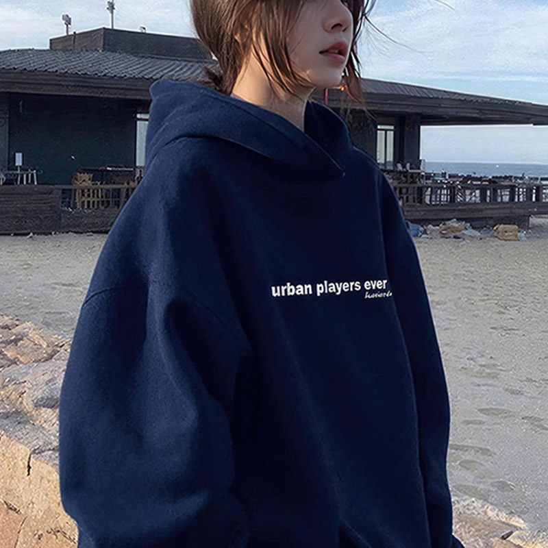 尖动黑色潮牌美式卫衣女2025新款秋冬韩版慵懒风百搭加绒长袖外套