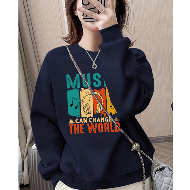 美式潮牌卫衣女圆领套头2026春秋新款韩版宽松慵懒风重磅打底衫冬