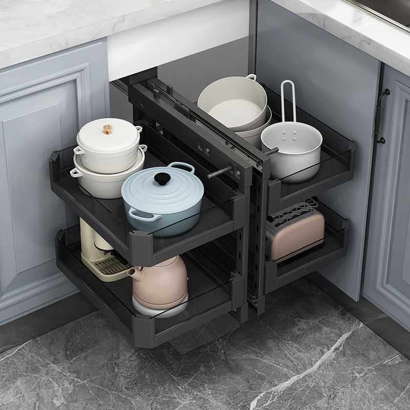 凯特立转角拉篮厨房橱柜收纳架置物架拐角全铝旋转小怪物全拉出