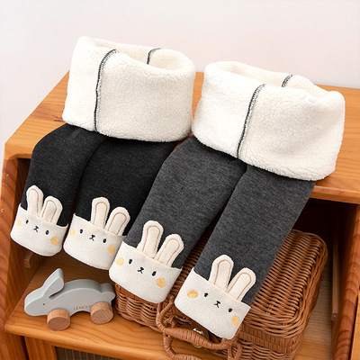 女童加绒打底裤秋冬季新款宝宝外穿洋气一体绒长裤加厚保暖裤子潮