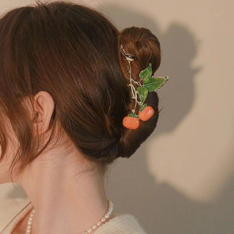 春季爆款手绘画油花朵发夹女甜美少女气质抓夹后脑勺鲨鱼夹子发抓