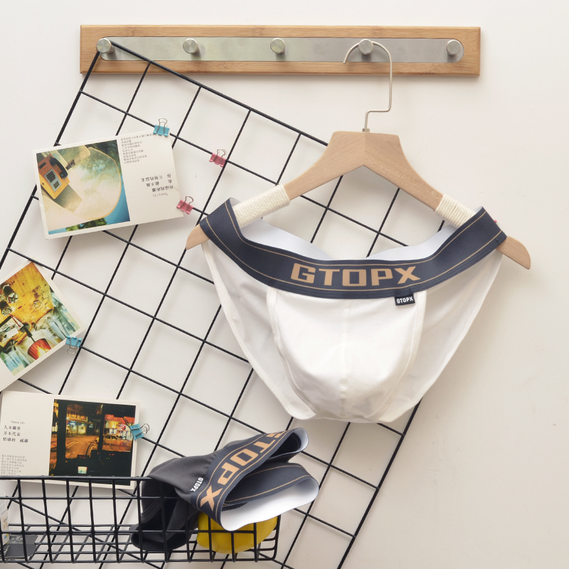 气质青年低腰高叉纯棉三角内裤男