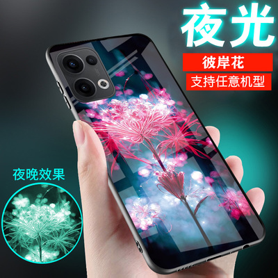 适用opporeno11手机壳reno12彼岸花10新品6爆款8中国12古风潮7夜光reno9玻璃5外套5k情侣3男士2女生reno12pro