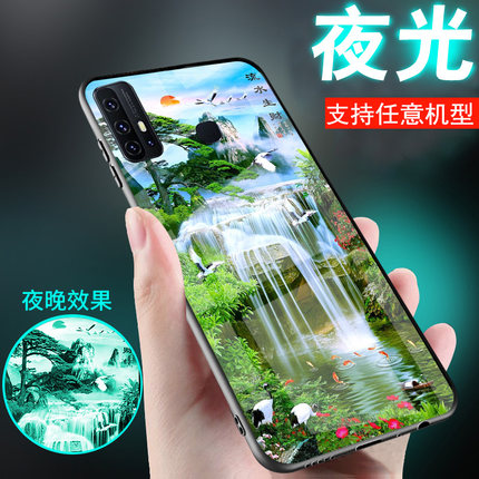 适用vivoz6手机壳z5夜光z5x玻璃z5i中国古风网红潮牌酷z3流水生财z3i新品z3x男士z1女款z1i外套文艺山水画