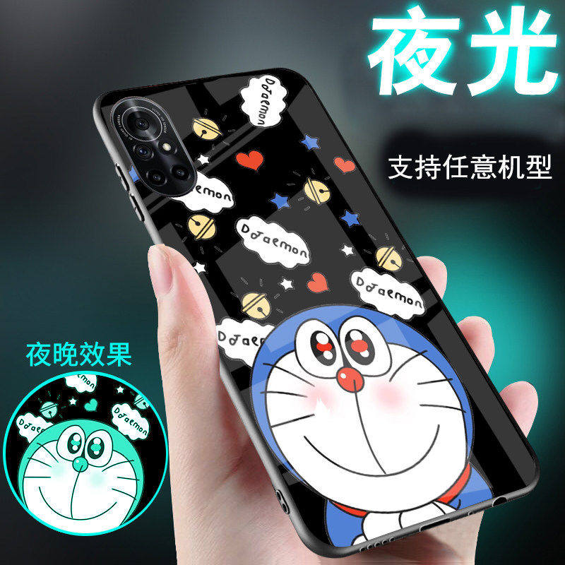 适用华为Pura90手机壳nova15外套14荣耀500新品400夜光x70玻璃mate80哆啦A梦p70畅享80叮当猫nova15pro男女款