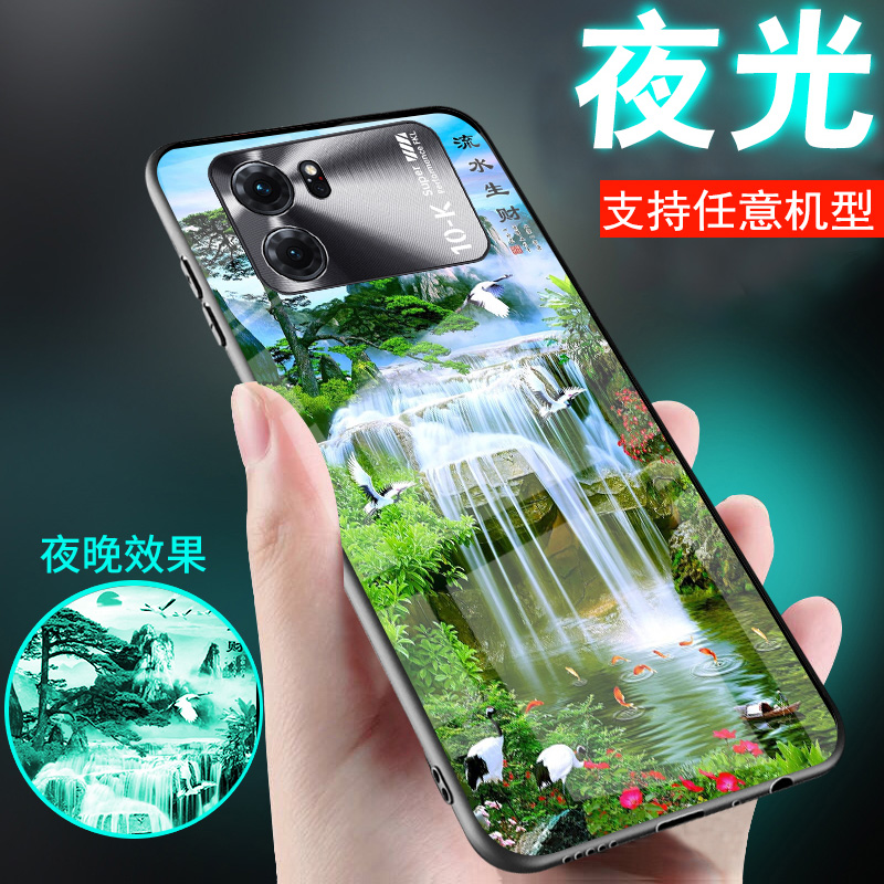 适用oppok10手机壳k9夜光k9s玻璃