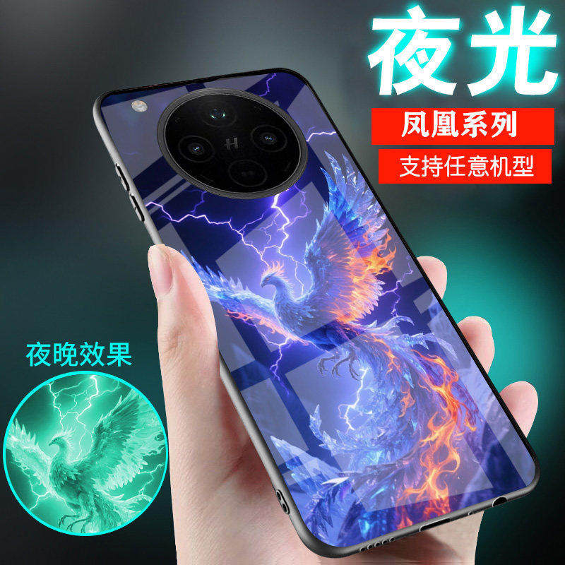 适用oppofindx9手机壳X8玻璃夜光finx7凤凰中国古风FINDX6外套x5新品潮x3网红x2情侣酷男士女生款龙finx9pro