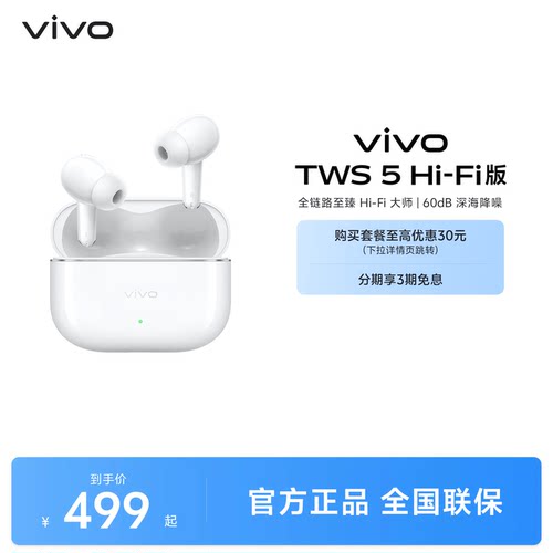 【组合购至高省30元】vivo TWS 5Hi-Fi主动智能降噪蓝牙耳机