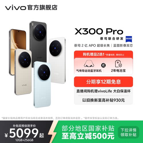 【国家补贴至高立省500元】vivo X300 Pro新品蔡司2亿APO超级长焦天玑9500拍照手机官方旗舰店官网