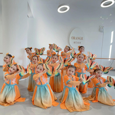 醉春风戏蝶舞蹈服儿童蝶舞飞扬表演服女童汉服古典舞蹈服蝴蝶道具