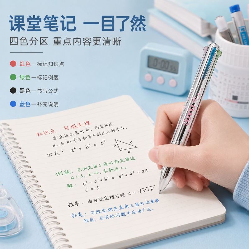 四色按压高颜值学生刷题中性笔