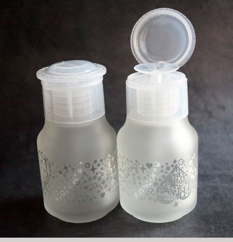 正品日本磨砂玻璃按压瓶大容量压取瓶卸妆水洗甲水分装瓶美甲用品