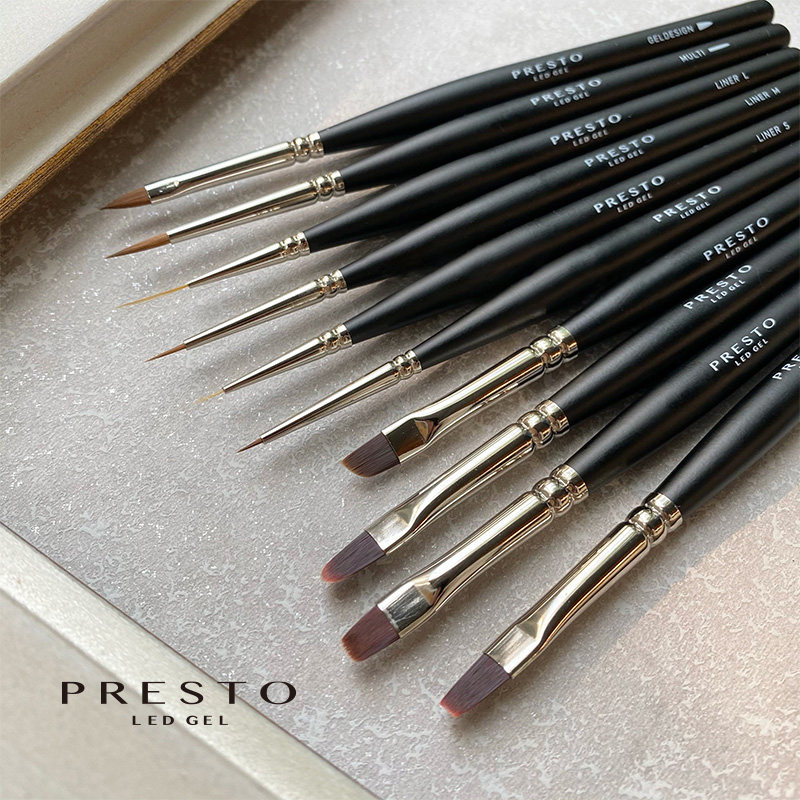 日本Presto美甲新款笔刷光疗笔彩绘笔圆头笔平头笔戳戳笔渐变笔