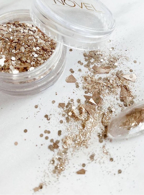 日本正品NOVEL 闪耀金属色乱切碎片香槟金色闪粉沫混合装美甲饰品