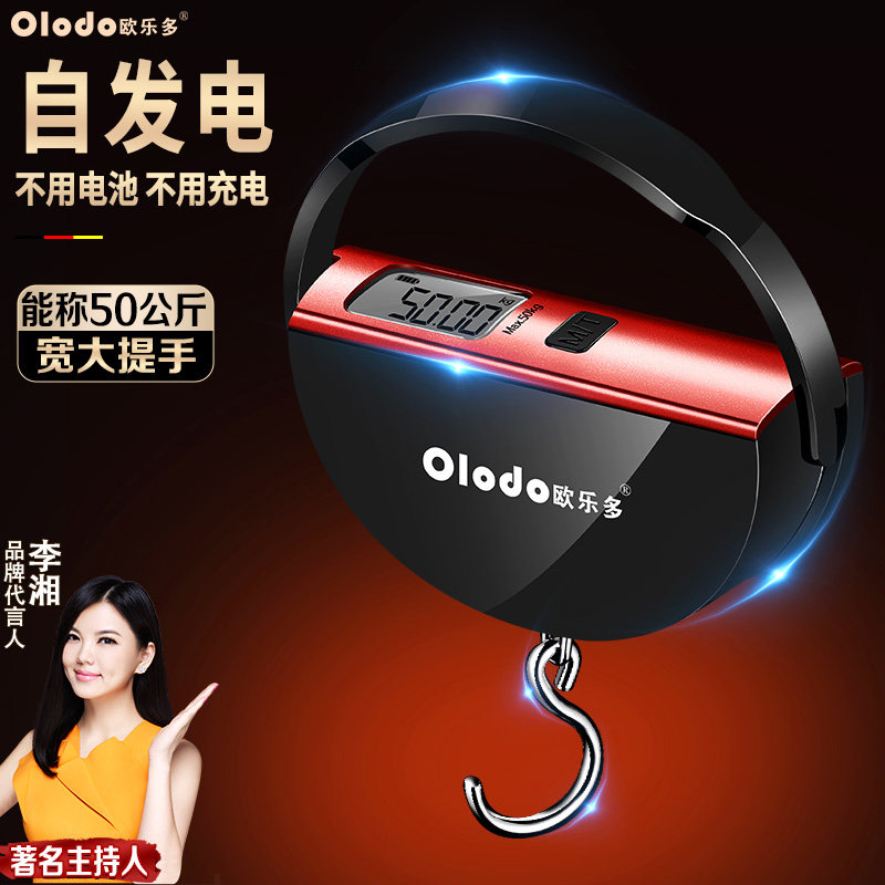 随身手提电子秤高精度可携式家用弹簧秤50KG钓鱼吊钩称买菜快递称