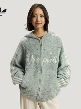 阿迪达斯三叶草外套男女2026春季中性宽松连帽夹克KT0717 KT0718