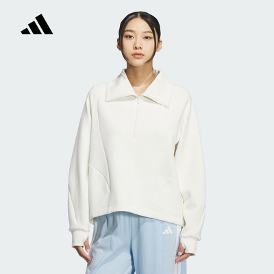 adidas阿迪达斯运动卫衣女2025冬季休闲翻领套头衫 KF2544 KF2546