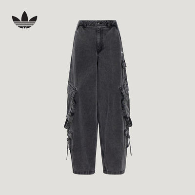 阿迪达斯三叶草女裤2026春工装裤宽松休闲运动长裤KU9536 KU9535