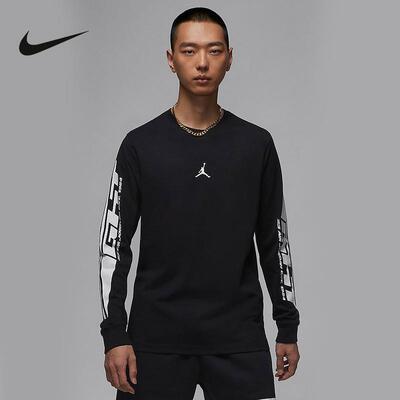 耐克长袖T恤男24冬季新款JORDAN打底衫印花圆领套头衫FZ1974-010