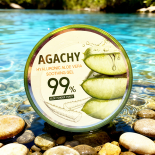 韩国进口AGACHY芦荟胶保湿 补水凝胶玻尿酸精华库拉索滋润舒缓修护