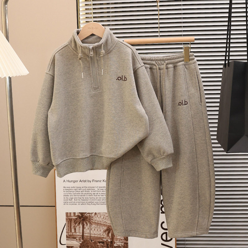 男童秋装加绒卫衣套装新款儿童衣服时髦男孩中童秋冬运动冬季帅气,童装/婴儿装/亲子装,儿童运动套装,淘宝优惠券,粉丝福利购,淘宝优惠卷