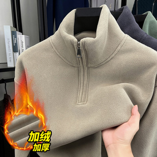 加厚600克双面奥粒绒男士卫衣2025秋冬新款保暖半拉链立领卫衣男