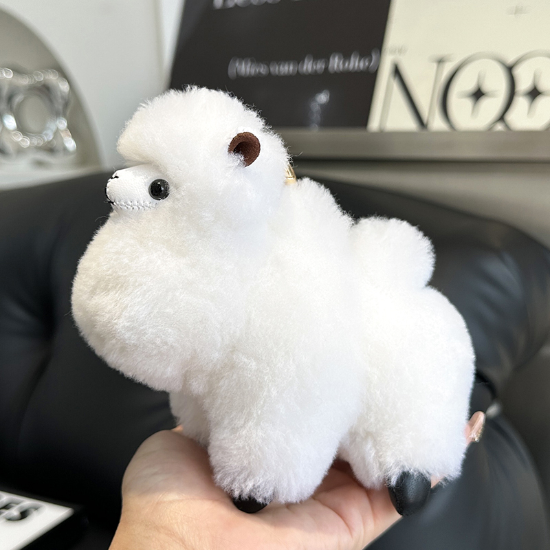 真羊毛可爱小羊驼汽车钥匙扣挂件