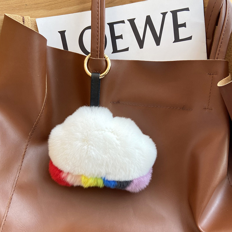 彩虹云朵超美獭兔毛简约ins挂件