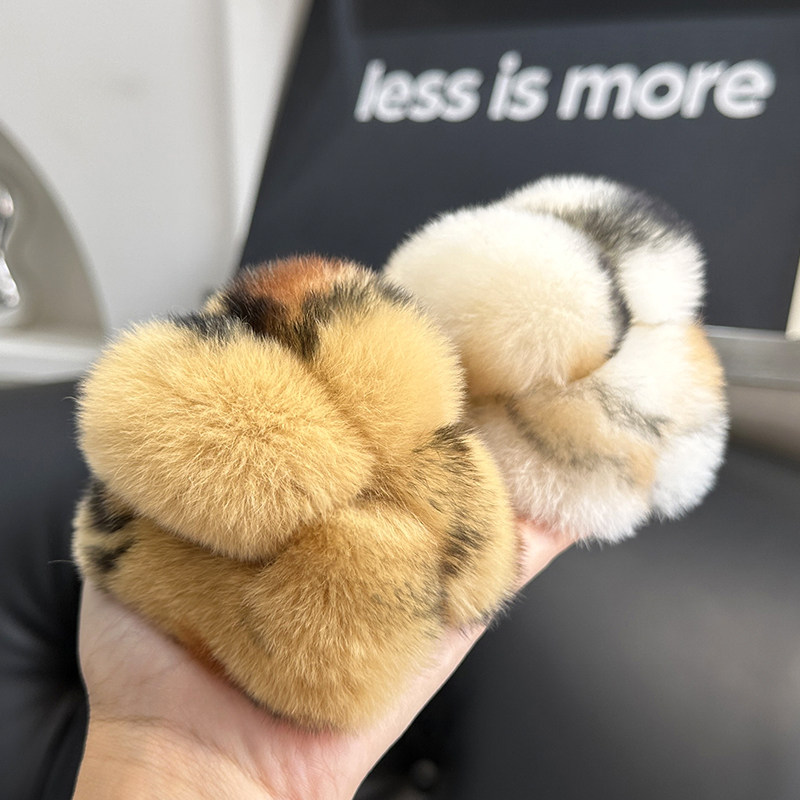 韩版獭兔毛发夹后脑勺马尾盘发抓