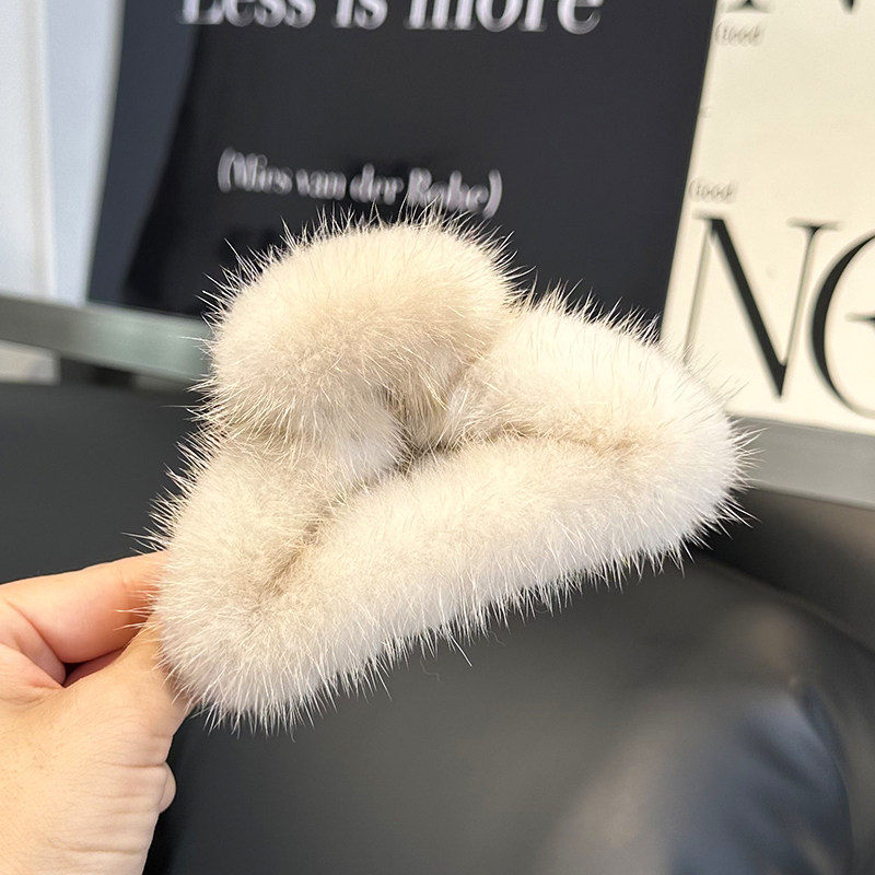 水貂毛气质发抓韩国可爱毛绒发夹