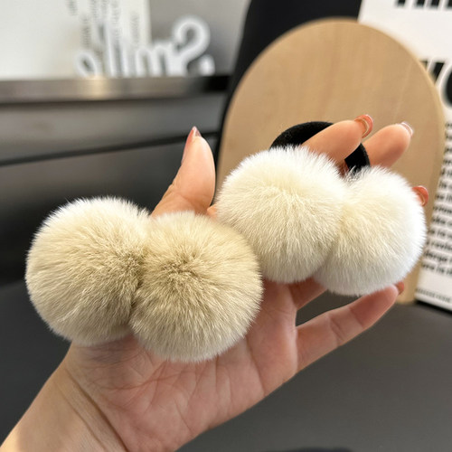 獭兔毛球球头绳可爱简约百搭发绳