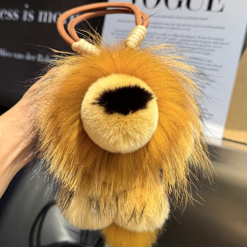 獭兔毛可爱小狮子汽车钥匙扣挂件