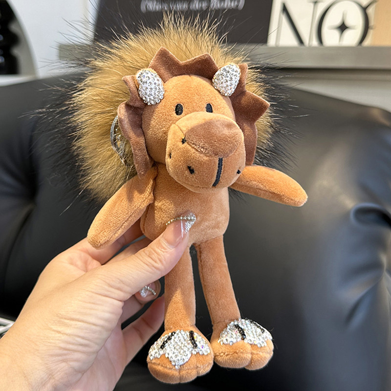 真貉子毛可爱小狮子汽车钥匙挂件