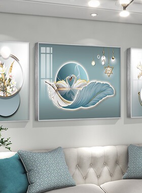 轻奢抽象客厅沙发背景墙装饰画高档晶瓷壁画简约风格三联组合挂画