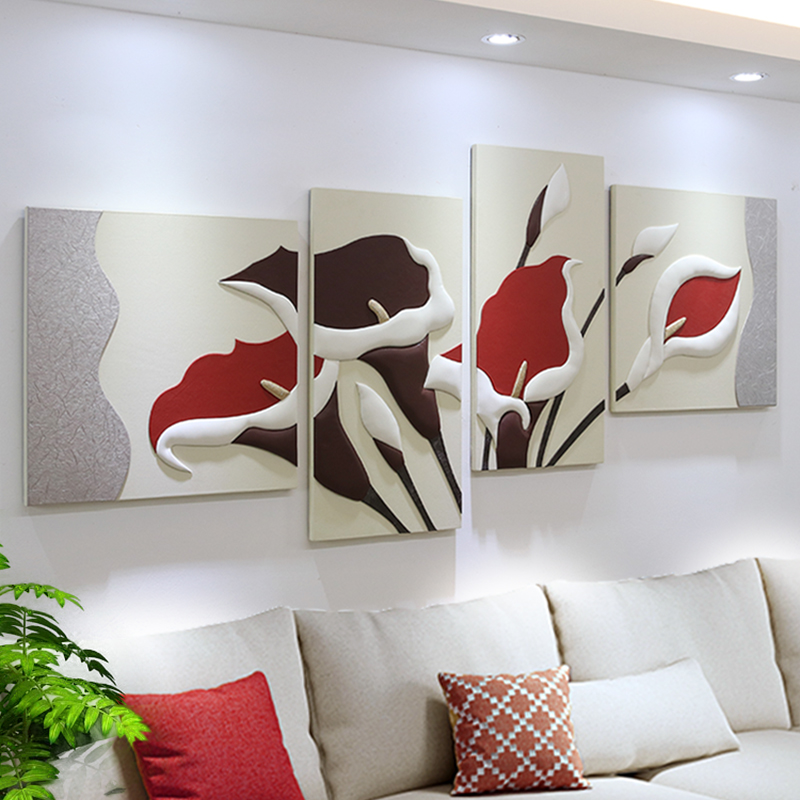 现代简约沙发背景墙装饰画客厅无框立体画轻奢高档浮雕壁画艺术画图片