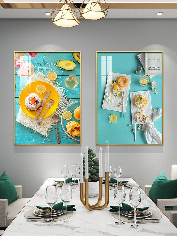 现代简约餐厅背景墙装饰画轻奢高档饭厅挂画北欧清新风格厨房壁画