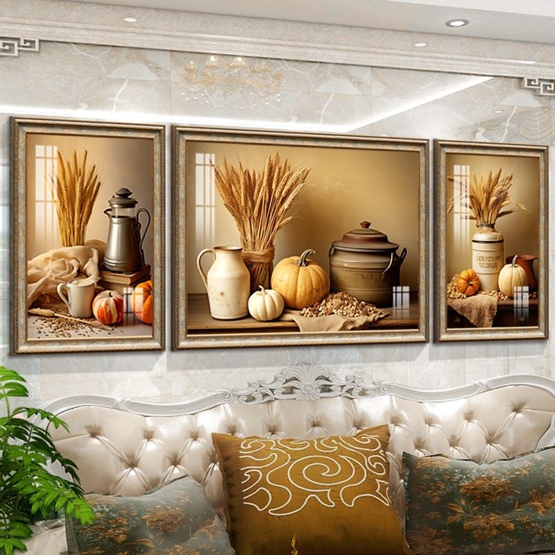 美式复古客厅装饰画轻奢高级感沙发背景墙挂画三联画新款欧式壁画,家居饰品,现代装饰画,淘宝优惠券,粉丝福利购,淘宝优惠卷