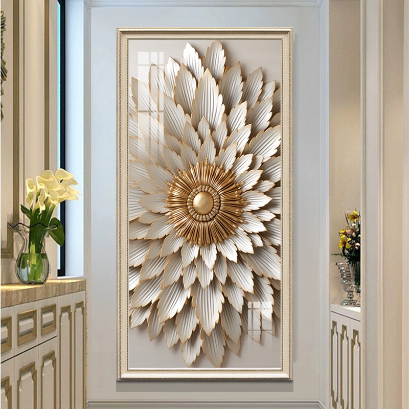 美式高档入户玄关背景墙装饰画轻奢抽象欧式复古走廊过道个性壁画图片