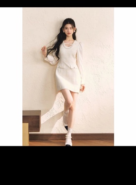 oshea小香风千金穿搭长袖连衣裙女新款秋重工钉珠显瘦a字短裙9156