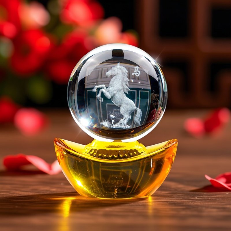 马到成功客厅玄关办公桌新居开业送2026马年礼品元宝水晶球摆件,家居饰品,摆件礼盒/套组,淘宝优惠券,粉丝福利购,淘宝优惠卷