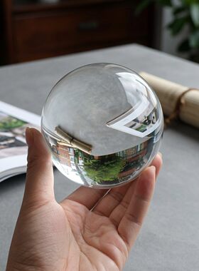白水晶球透明圆球拍照摄影道具玻璃家居装饰品办公桌客厅风水摆件