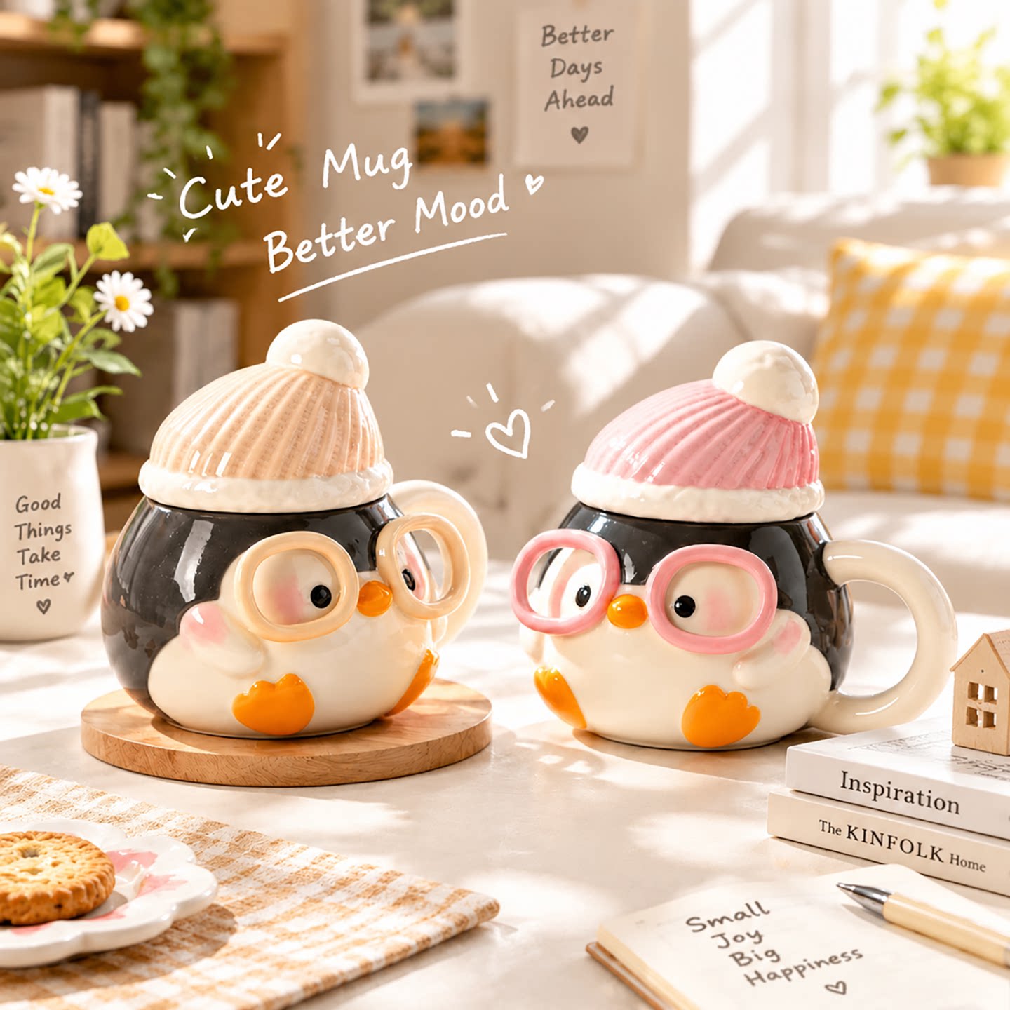 可爱企鹅陶瓷马克杯创意礼物
