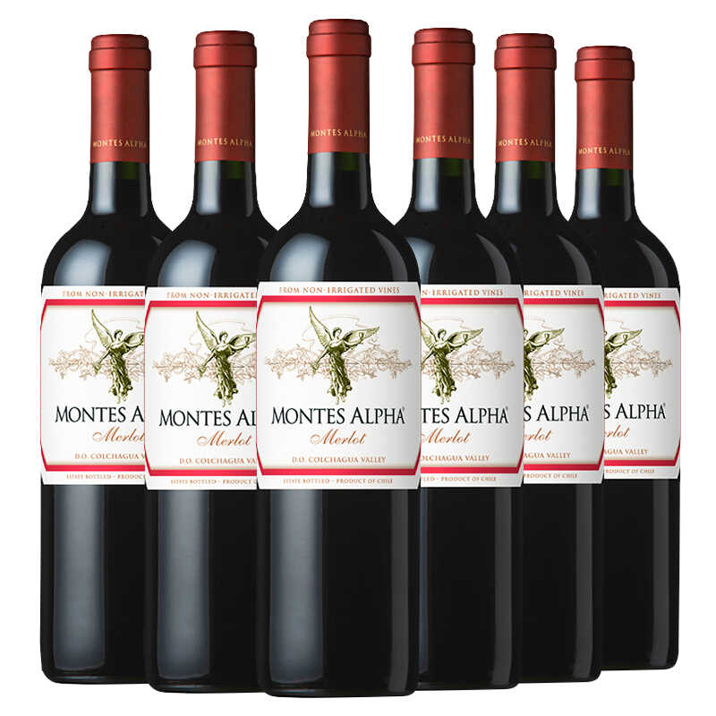 蒙特斯montes干红葡萄酒欧法系列梅洛750ml智利原瓶进口红酒